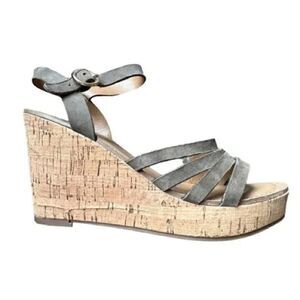 Franco Sarto Green Suede strappy Wedge Sandals (Size: 8)